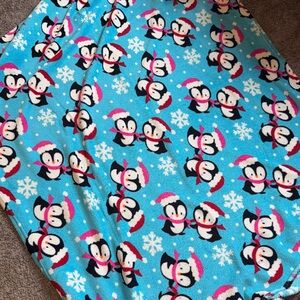Penguin Print Throw Blanket - Blue